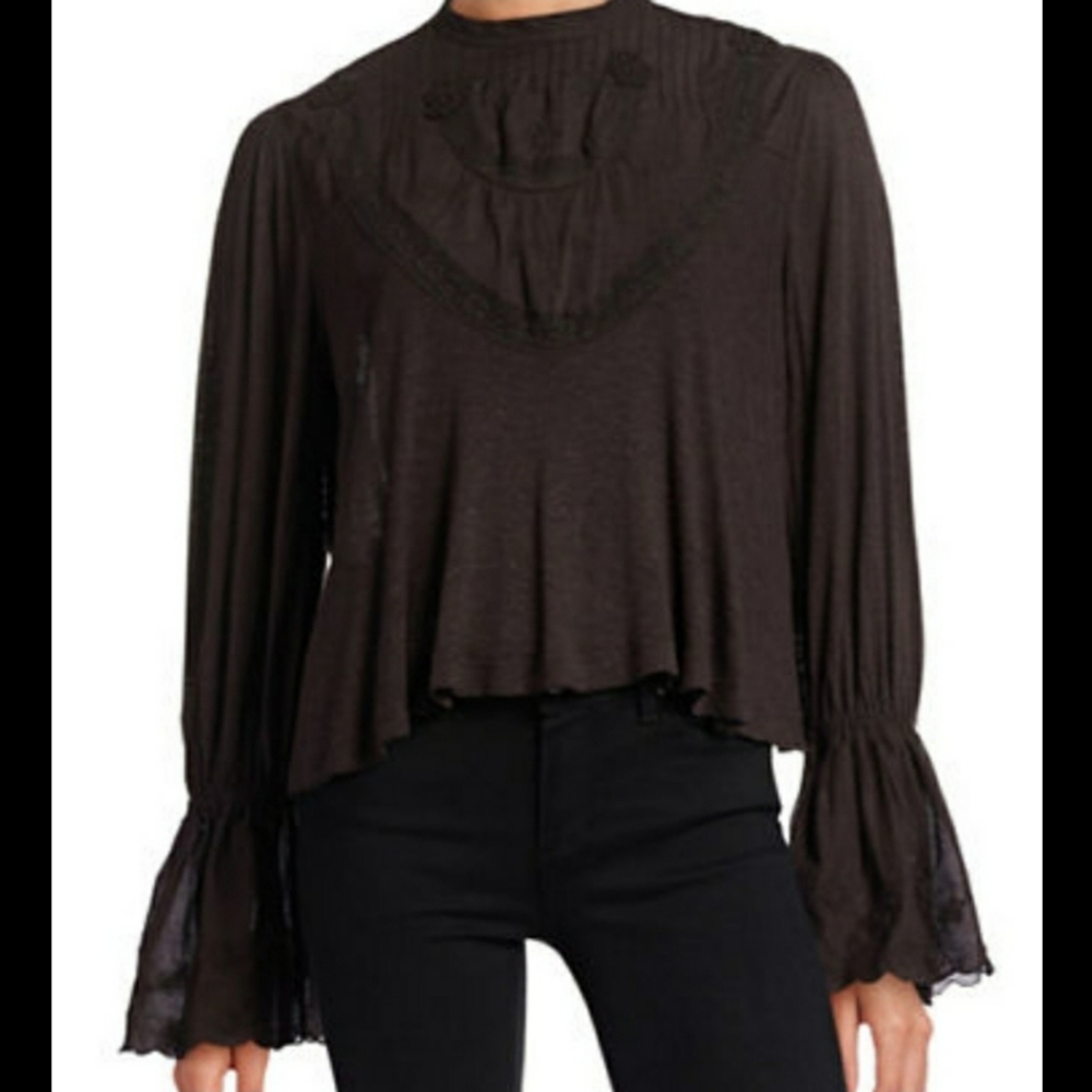 Free People Femme Fatalle Bell Sleeve Top